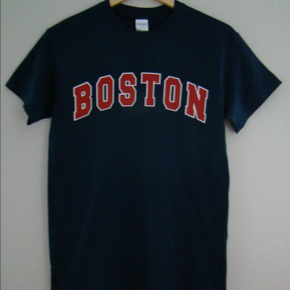 T Shirt Short Sleeve Boston Blue Red  S,M,L,XL